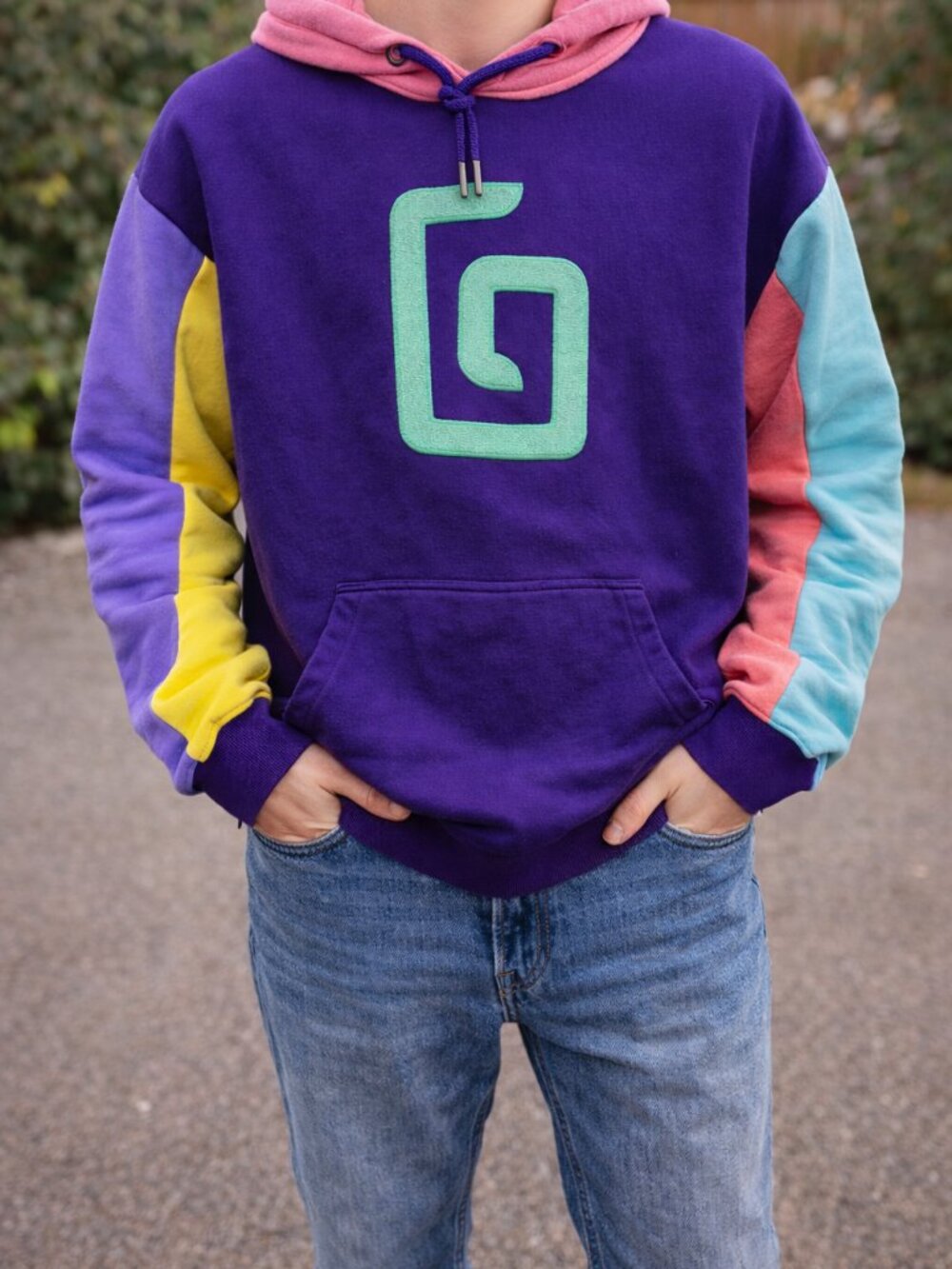 Karl Jacobs Hoodie M Dream SMP Minecraft Colorblock Purple Embroidered 2021 Rare